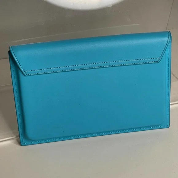 SOLD Bright Aqua Blue Envelope Clutch Minaudiere E-Reader Case Magnetic Closure - Picture 3 of 7